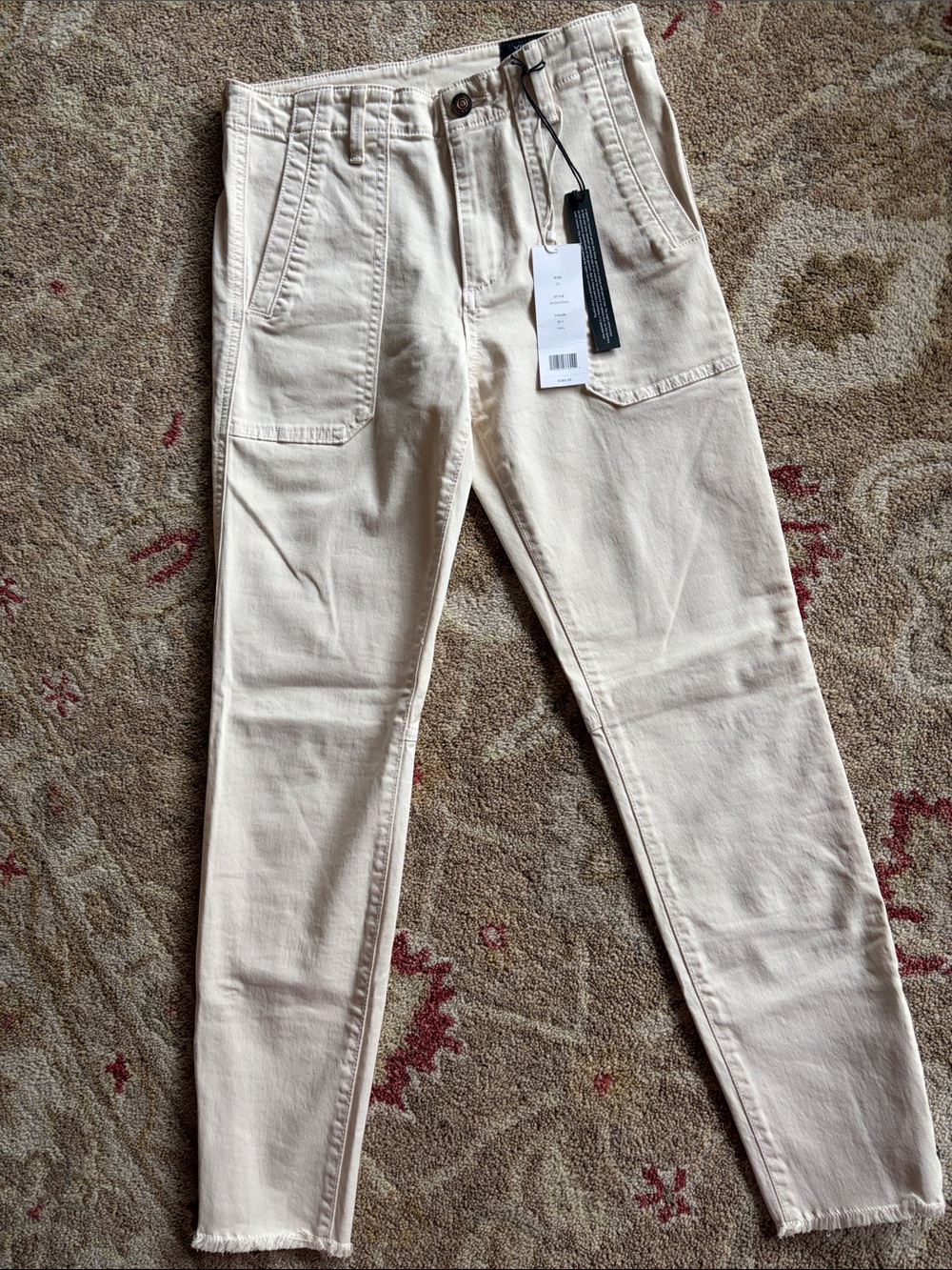 Vince Beige High-Rise Pants with Utility Details